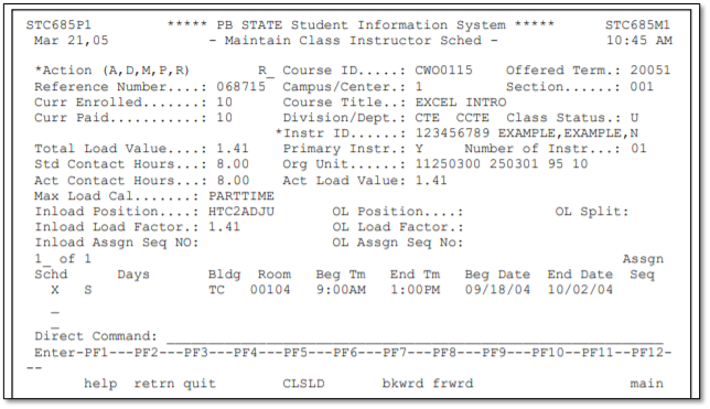 Maintain Class Instructor