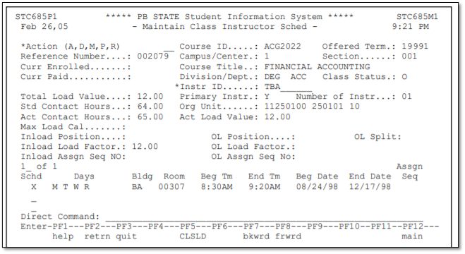 Maintain Class Instructor Schedule